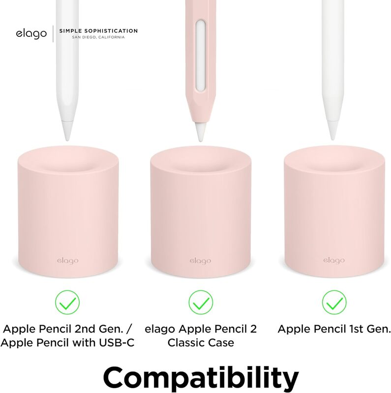 elago Silicone Stand Compatible with Apple Pencil (1st and 2nd Generation), Apple Pencil (USB-C) and Any Tablet Stylus Pen with or Without Case or Sleeve, Durable Holder - Lovely Pink